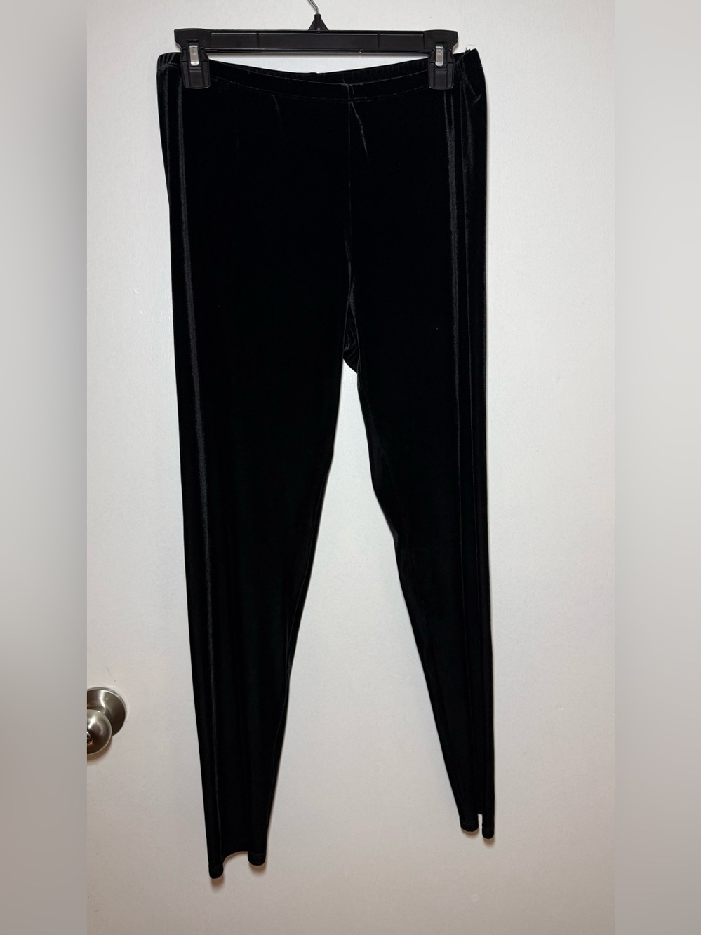 Eileen Fisher Faux Black Velvet Pull On Pants Stretch Elastic Waist Soft Size M